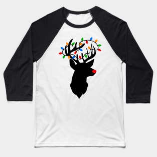 Reindeer Christmas Light Baseball T-Shirt